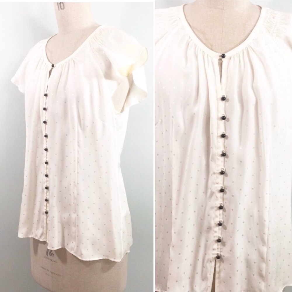 Banana Republic Silk Cream Blouse Sz L
